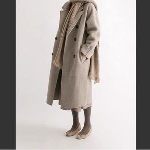 Elegant Beige Double-Breasted Coat